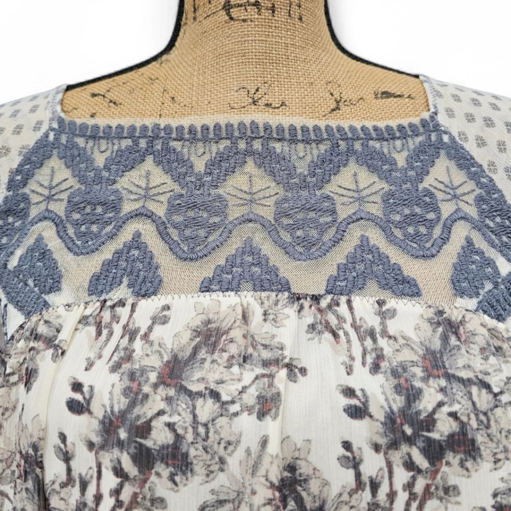 Free People Elsie Sheer Lace Boho Dress Midnight Garden Floral Mini, Size XS - Picture 4 of 10